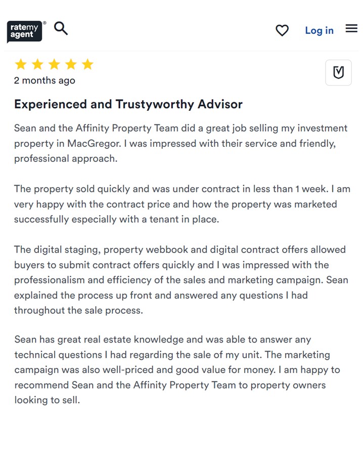 Affinity Property seller review on RateMyAgent